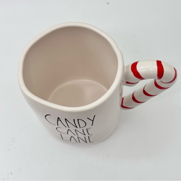 Rae Dunn CANDY CANE LANE Ceramic Holiday Red Mug with Candy Cane Handle - Picture 4 of 5